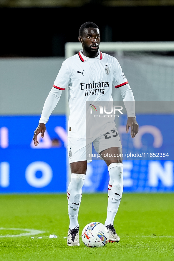 Fikayo Tomori of AC Milan during the Serie A Enilive match between ACF Fiorentina and AC Milan at Stadio Artemio Franchi on October 06, 2024...