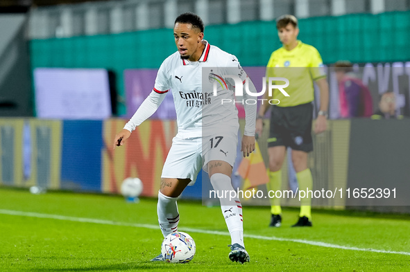 Noah Okafor of AC Milan during the Serie A Enilive match between ACF Fiorentina and AC Milan at Stadio Artemio Franchi on October 06, 2024 i...