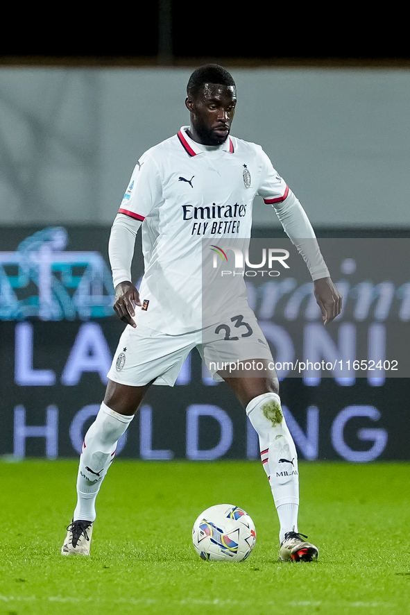 Fikayo Tomori of AC Milan during the Serie A Enilive match between ACF Fiorentina and AC Milan at Stadio Artemio Franchi on October 06, 2024...