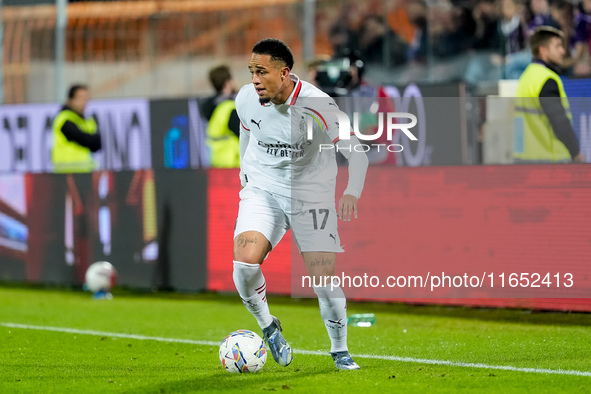 Noah Okafor of AC Milan during the Serie A Enilive match between ACF Fiorentina and AC Milan at Stadio Artemio Franchi on October 06, 2024 i...