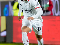 Noah Okafor of AC Milan during the Serie A Enilive match between ACF Fiorentina and AC Milan at Stadio Artemio Franchi on October 06, 2024 i...