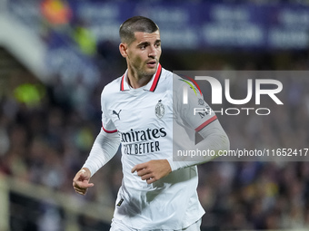 Alvaro Morata of AC Milan looks on during the Serie A Enilive match between ACF Fiorentina and AC Milan at Stadio Artemio Franchi on October...