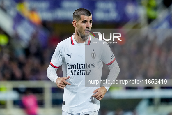 Alvaro Morata of AC Milan looks on during the Serie A Enilive match between ACF Fiorentina and AC Milan at Stadio Artemio Franchi on October...