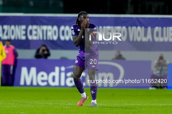 Moise Kean of ACF Fiorentina looks dejected during the Serie A Enilive match between ACF Fiorentina and AC Milan at Stadio Artemio Franchi o...