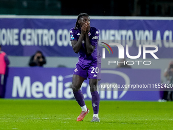 Moise Kean of ACF Fiorentina looks dejected during the Serie A Enilive match between ACF Fiorentina and AC Milan at Stadio Artemio Franchi o...