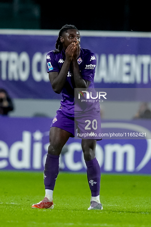 Moise Kean of ACF Fiorentina looks dejected during the Serie A Enilive match between ACF Fiorentina and AC Milan at Stadio Artemio Franchi o...