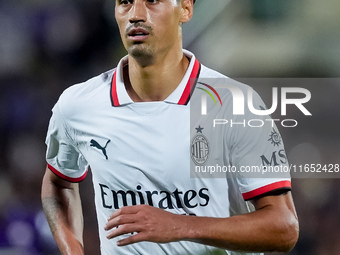 Tijjani Reijnders of AC Milan looks on during the Serie A Enilive match between ACF Fiorentina and AC Milan at Stadio Artemio Franchi on Oct...