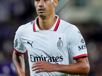 Tijjani Reijnders of AC Milan looks on during the Serie A Enilive match between ACF Fiorentina and AC Milan at Stadio Artemio Franchi on Oct...