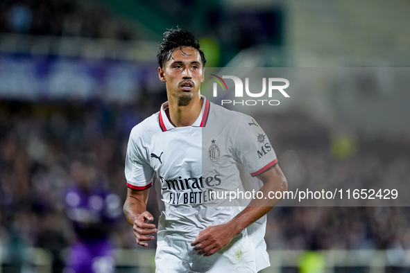 Tijjani Reijnders of AC Milan looks on during the Serie A Enilive match between ACF Fiorentina and AC Milan at Stadio Artemio Franchi on Oct...