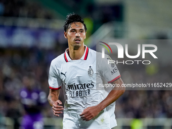 Tijjani Reijnders of AC Milan looks on during the Serie A Enilive match between ACF Fiorentina and AC Milan at Stadio Artemio Franchi on Oct...