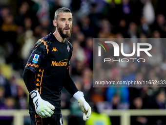 David De Gea of ACF Fiorentina looks on during the Serie A Enilive match between ACF Fiorentina and AC Milan at Stadio Artemio Franchi on Oc...