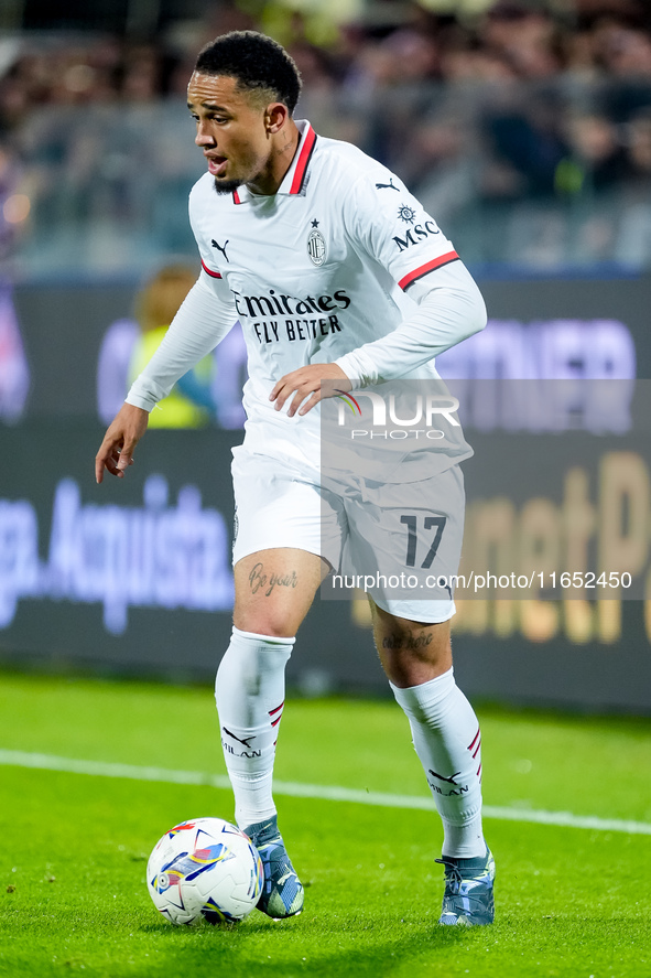 Noah Okafor of AC Milan during the Serie A Enilive match between ACF Fiorentina and AC Milan at Stadio Artemio Franchi on October 06, 2024 i...