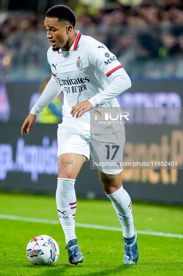 Noah Okafor of AC Milan during the Serie A Enilive match between ACF Fiorentina and AC Milan at Stadio Artemio Franchi on October 06, 2024 i...