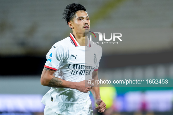 Tijjani Reijnders of AC Milan looks on during the Serie A Enilive match between ACF Fiorentina and AC Milan at Stadio Artemio Franchi on Oct...