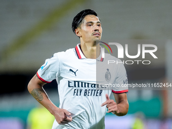 Tijjani Reijnders of AC Milan looks on during the Serie A Enilive match between ACF Fiorentina and AC Milan at Stadio Artemio Franchi on Oct...