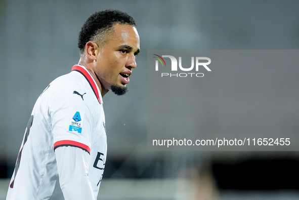 Noah Okafor of AC Milan looks on during the Serie A Enilive match between ACF Fiorentina and AC Milan at Stadio Artemio Franchi on October 0...