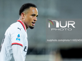 Noah Okafor of AC Milan looks on during the Serie A Enilive match between ACF Fiorentina and AC Milan at Stadio Artemio Franchi on October 0...