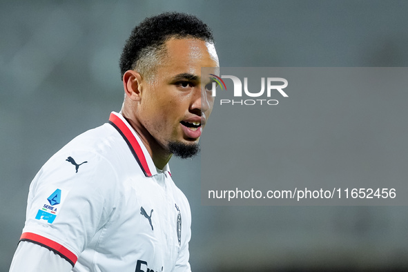 Noah Okafor of AC Milan looks on during the Serie A Enilive match between ACF Fiorentina and AC Milan at Stadio Artemio Franchi on October 0...