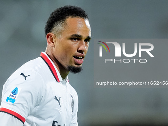 Noah Okafor of AC Milan looks on during the Serie A Enilive match between ACF Fiorentina and AC Milan at Stadio Artemio Franchi on October 0...