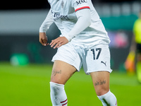 Noah Okafor of AC Milan during the Serie A Enilive match between ACF Fiorentina and AC Milan at Stadio Artemio Franchi on October 06, 2024 i...