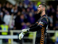 David De Gea of ACF Fiorentina gestures during the Serie A Enilive match between ACF Fiorentina and AC Milan at Stadio Artemio Franchi on Oc...