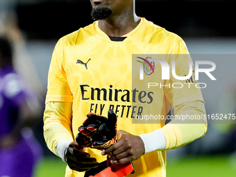 Mike Maignan of AC Milan looks on during the Serie A Enilive match between ACF Fiorentina and AC Milan at Stadio Artemio Franchi on October...