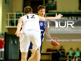 Jakub Sadowski participates in a Polish 2nd Division game between Young Slask Wroclaw and Pogon in Wroclaw, Poland, on October 9, 2024. (