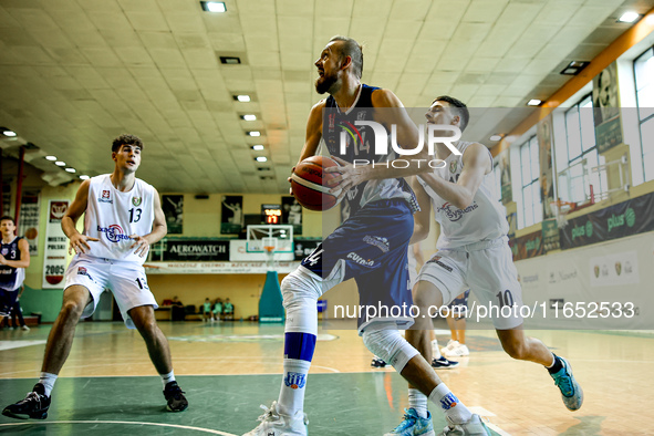 Tomasz Nowakowski participates in a Polish 2nd Division game between Young Slask Wroclaw and Pogon in Wroclaw, Poland, on October 9, 2024. 