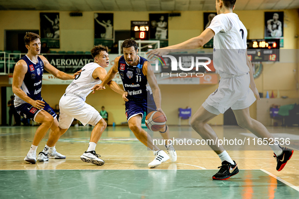 GRZEGORZ MORDZAK participates in a Polish 2nd Division game between Young Slask Wroclaw and Pogon in Wroclaw, Poland, on October 9, 2024. 