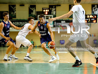 GRZEGORZ MORDZAK participates in a Polish 2nd Division game between Young Slask Wroclaw and Pogon in Wroclaw, Poland, on October 9, 2024. (