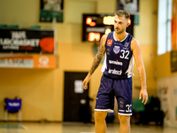 Patryk Garwol participates in a Polish 2nd Division game between Young Slask Wroclaw and Pogon in Wroclaw, Poland, on October 9, 2024. (