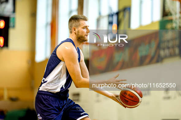 PAWEL NOWICKI participates in a Polish 2nd Division game between Young Slask Wroclaw and Pogon in Wroclaw, Poland, on October 9, 2024. 