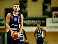 Tomasz Prostak participates in a Polish 2nd Division game between Young Slask Wroclaw and Pogon in Wroclaw, Poland, on October 9, 2024. (