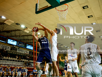 Kacper Stalicki participates in a Polish 2nd Division game between Young Slask Wroclaw and Pogon in Wroclaw, Poland, on October 9, 2024. (