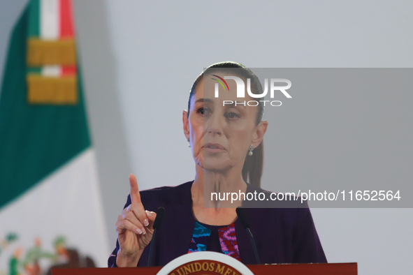 Claudia Sheinbaum Pardo, President of Mexico, speaks during a briefing conference about the energy reforms at the National Palace in Mexico...