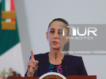 Claudia Sheinbaum Pardo, President of Mexico, speaks during a briefing conference about the energy reforms at the National Palace in Mexico...