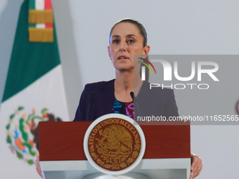 Claudia Sheinbaum Pardo, President of Mexico, speaks during a briefing conference about the energy reforms at the National Palace in Mexico...