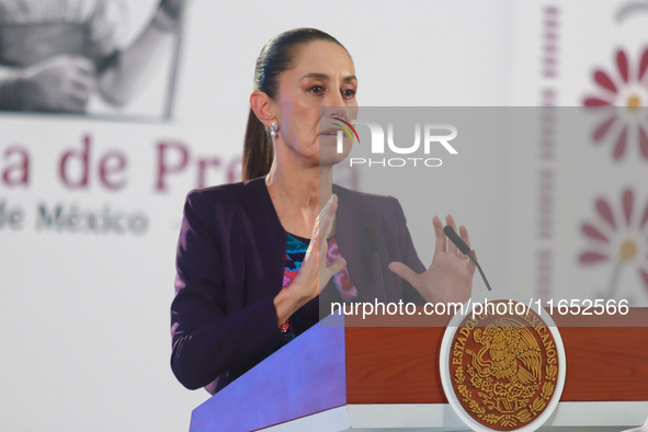 Claudia Sheinbaum Pardo, President of Mexico, speaks during a briefing conference about the energy reforms at the National Palace in Mexico...