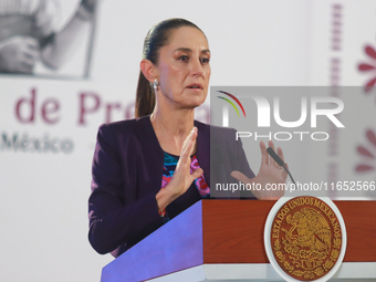 Claudia Sheinbaum Pardo, President of Mexico, speaks during a briefing conference about the energy reforms at the National Palace in Mexico...