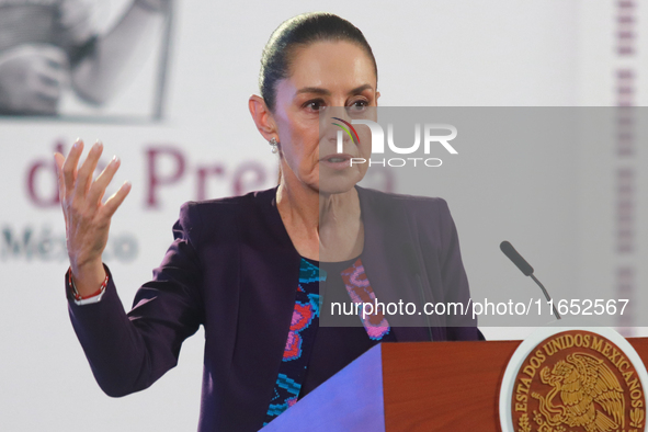 Claudia Sheinbaum Pardo, President of Mexico, speaks during a briefing conference about the energy reforms at the National Palace in Mexico...