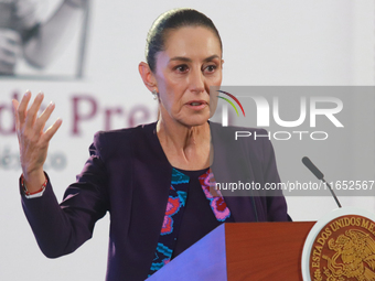 Claudia Sheinbaum Pardo, President of Mexico, speaks during a briefing conference about the energy reforms at the National Palace in Mexico...