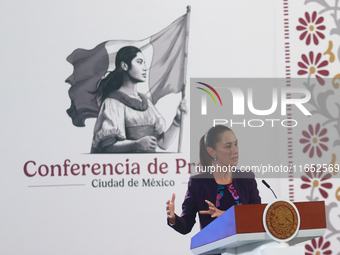 Claudia Sheinbaum Pardo, President of Mexico, speaks during a briefing conference about the energy reforms at the National Palace in Mexico...