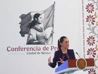 Claudia Sheinbaum Pardo, President of Mexico, speaks during a briefing conference about the energy reforms at the National Palace in Mexico...