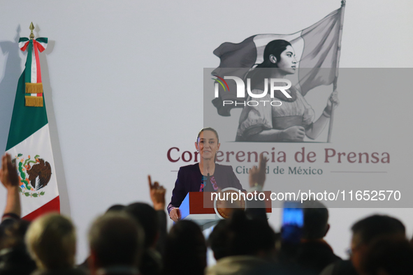 Claudia Sheinbaum Pardo, President of Mexico, speaks during a briefing conference about the energy reforms at the National Palace in Mexico...