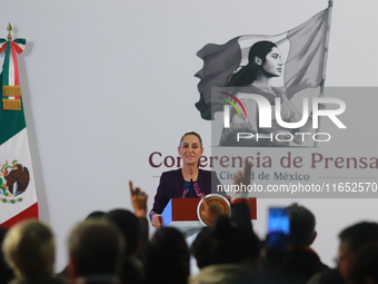 Claudia Sheinbaum Pardo, President of Mexico, speaks during a briefing conference about the energy reforms at the National Palace in Mexico...