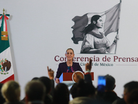 Claudia Sheinbaum Pardo, President of Mexico, speaks during a briefing conference about the energy reforms at the National Palace in Mexico...