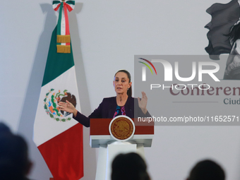 Claudia Sheinbaum Pardo, President of Mexico, speaks during a briefing conference about the energy reforms at the National Palace in Mexico...