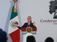 Claudia Sheinbaum Pardo, President of Mexico, speaks during a briefing conference about the energy reforms at the National Palace in Mexico...