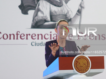 Claudia Sheinbaum Pardo, President of Mexico, speaks during a briefing conference about the energy reforms at the National Palace in Mexico...