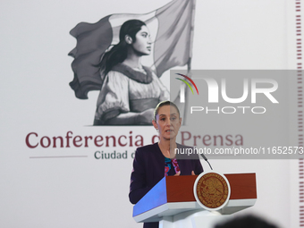 Claudia Sheinbaum Pardo, President of Mexico, speaks during a briefing conference about the energy reforms at the National Palace in Mexico...